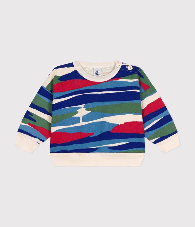 Baby-Sweatshirt aus Molton naturfarben/blau