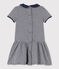Baby-Mädchen-Kleid mit Milleraies-Ringelmuster blau SMOKING/beige COQUILLE