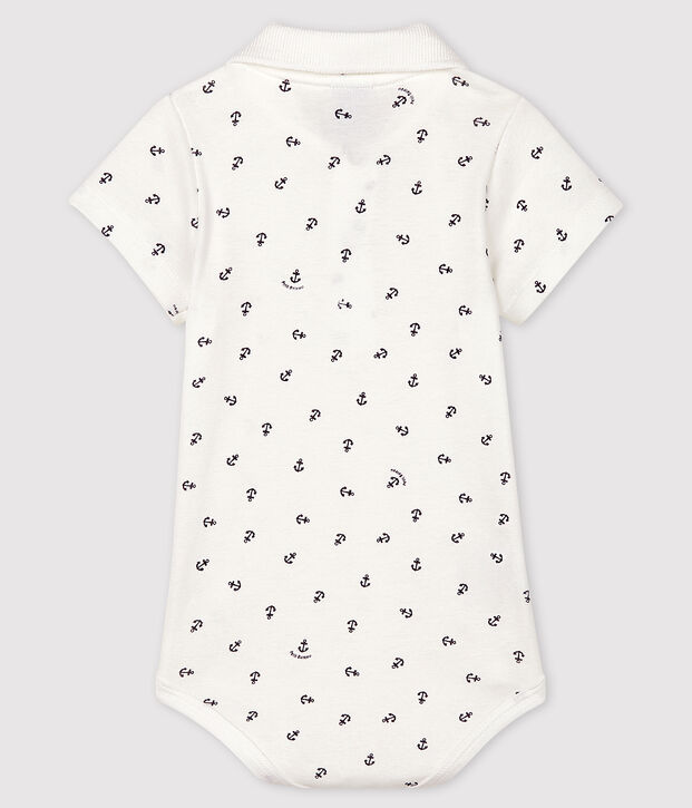 Kurz&auml;rmeliger Baby-Body aus Baumwolle mit Printmuster f&uuml;r Jungen weiss/blau
