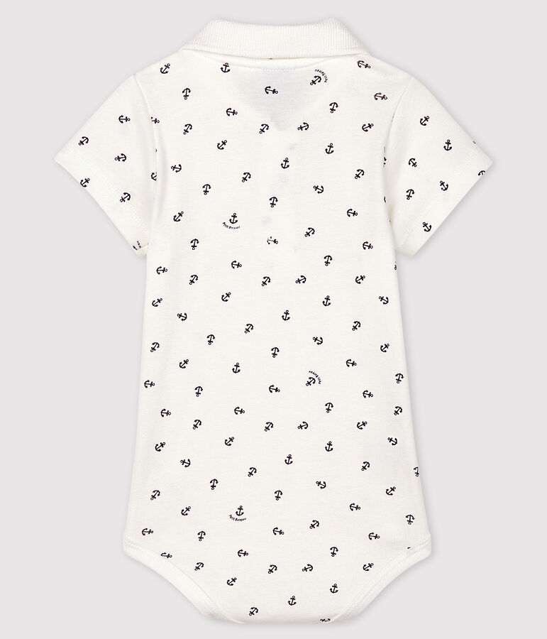 Kurz&auml;rmeliger Baby-Body aus Baumwolle mit Printmuster f&uuml;r Jungen weiss/blau