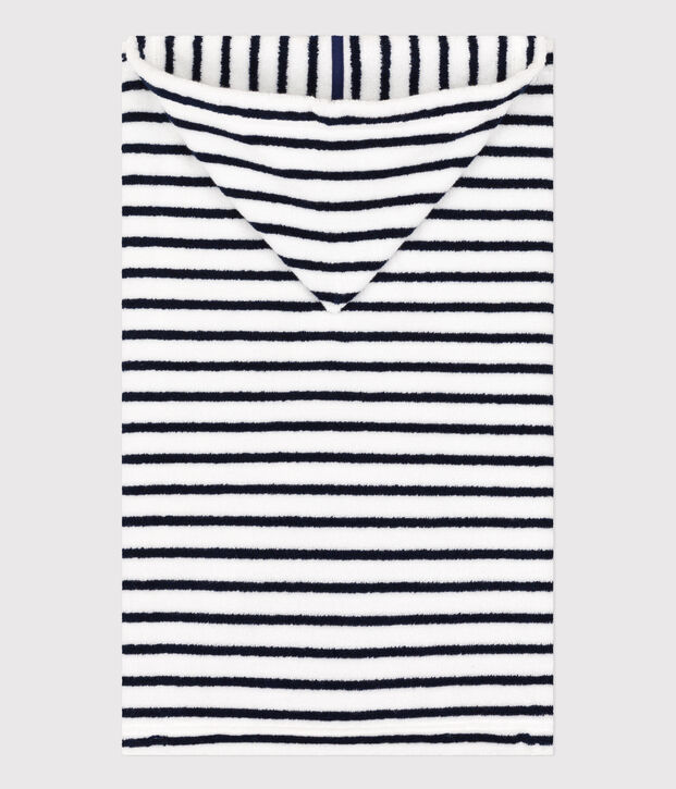 Gestreiftes Baby-Badecape aus Frottee weiss/blau