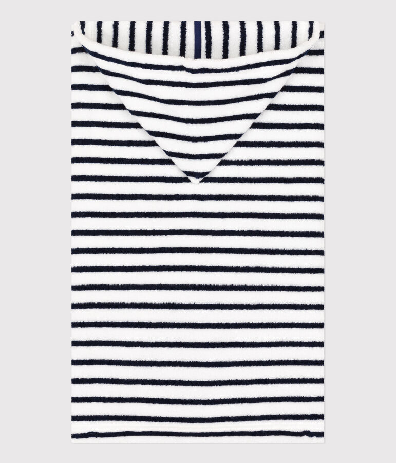 Gestreiftes Baby-Badecape aus Frottee weiss/blau