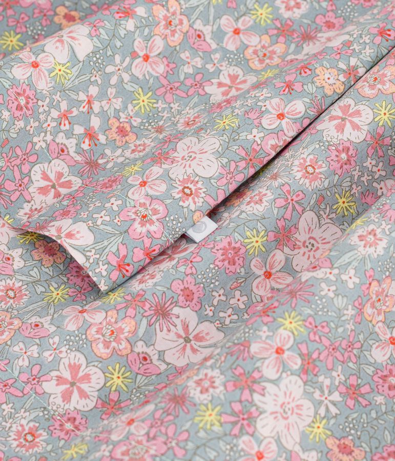 &Auml;rmelloses Kinder-Kleid aus Baumwolle mit Blumenmuster blau/vielfarbig