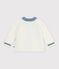 Baby-Cardigan aus Woll-/Baumwollstrick mit farblich abgesetzten Details weiss/vielfarbig