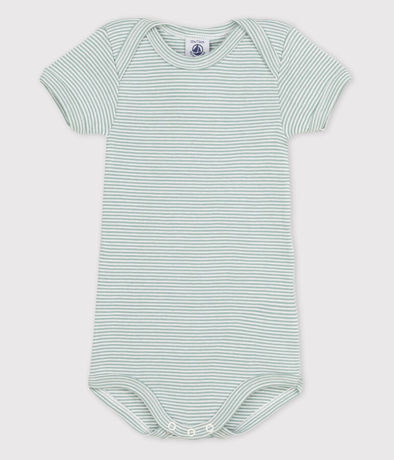 Kurz&auml;rmeliger Baby-Body f&uuml;r M&auml;dchen gr&uuml;n/weiss