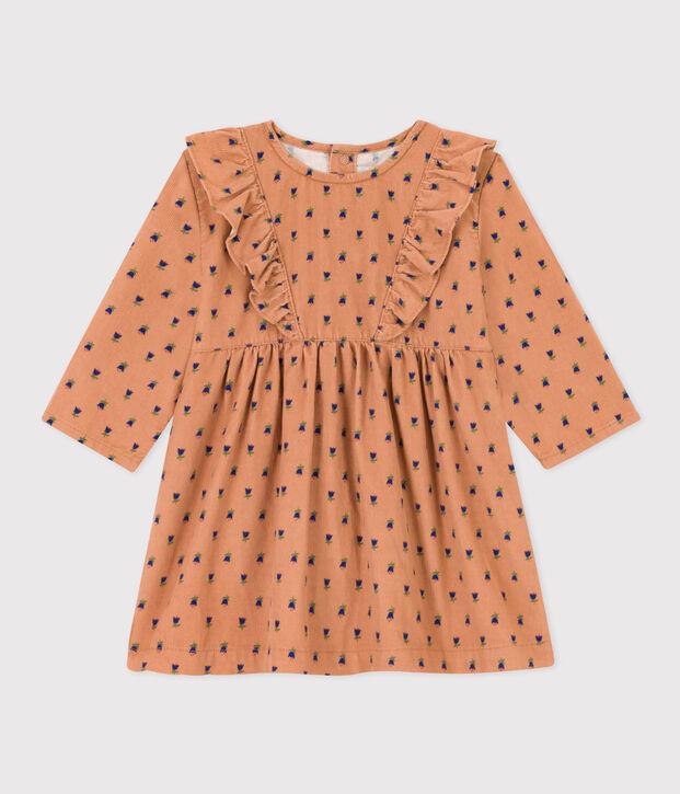 Lang&auml;rmeliges Babykleid aus Feincord rosa/vielfarbig