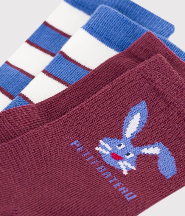 2 Paar Kinder-Socken aus Baumwolle mit Streifen und Tiermotiv vielfarbig