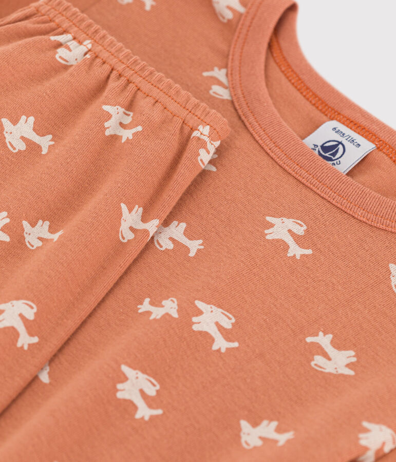 Kinderpyjama aus Baumwolle in schmaler Passform f&uuml;r M&auml;dchen rosa/naturfarben