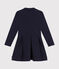 Langärmeliges Kinder-Kleid aus zwei Stoffen für Mädchen blau SMOKING