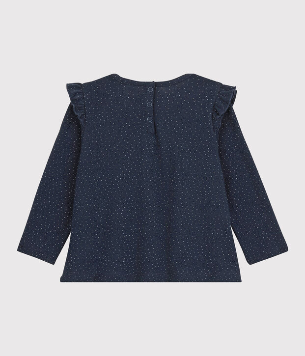Baby-Bluse aus Baumwolle. blau/weiss