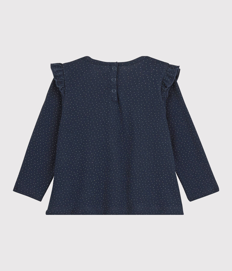 Baby-Bluse aus Baumwolle. blau/weiss