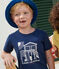 Kurzärmeliges Kinder-T-Shirt aus bedruckter Baumwolle blau MEDIEVAL