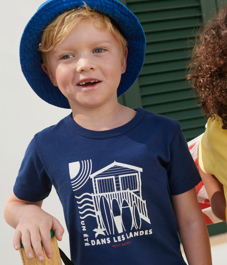 Kurz&auml;rmeliges Kinder-T-Shirt aus bedruckter Baumwolle blau