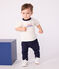 Langärmeliges Baby-T-Shirt aus Baumwolle mit Vintage-Logo weiss MARSHMALLOW