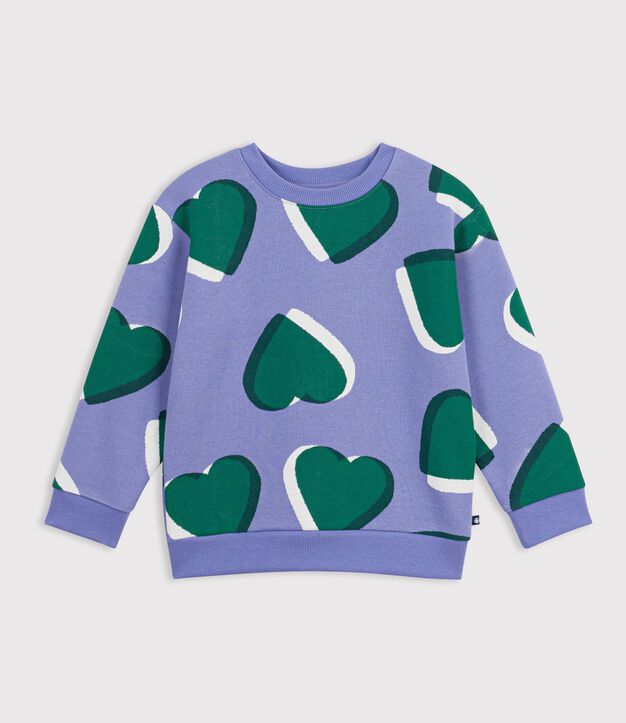 Kinder-Sweatshirt aus Baumwolle mit Herzmotiv violett/vielfarbig