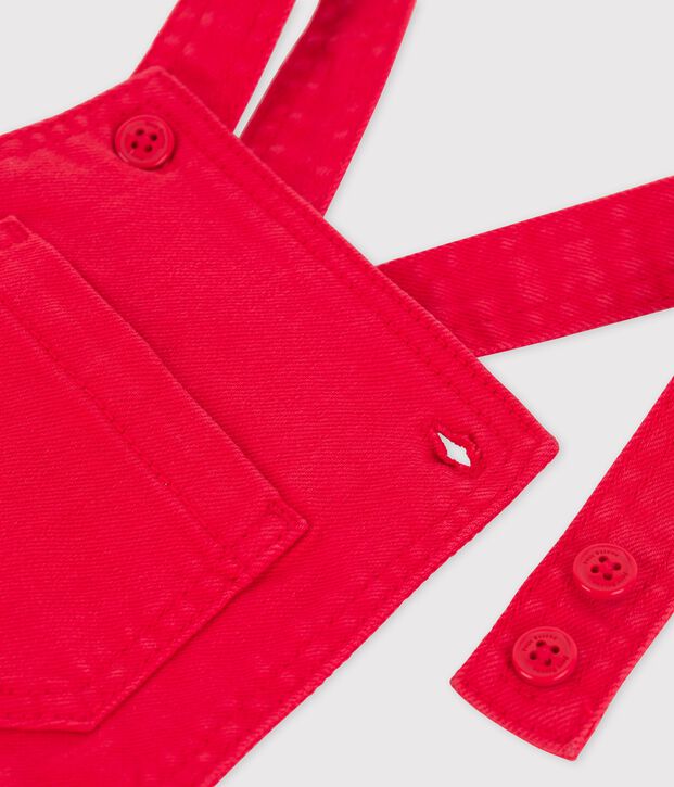 Kurze Baby-Latzhose aus gef&auml;rbtem Denim rot