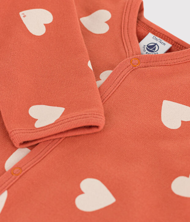 Baby-Strampler aus Molton rosa/naturfarben