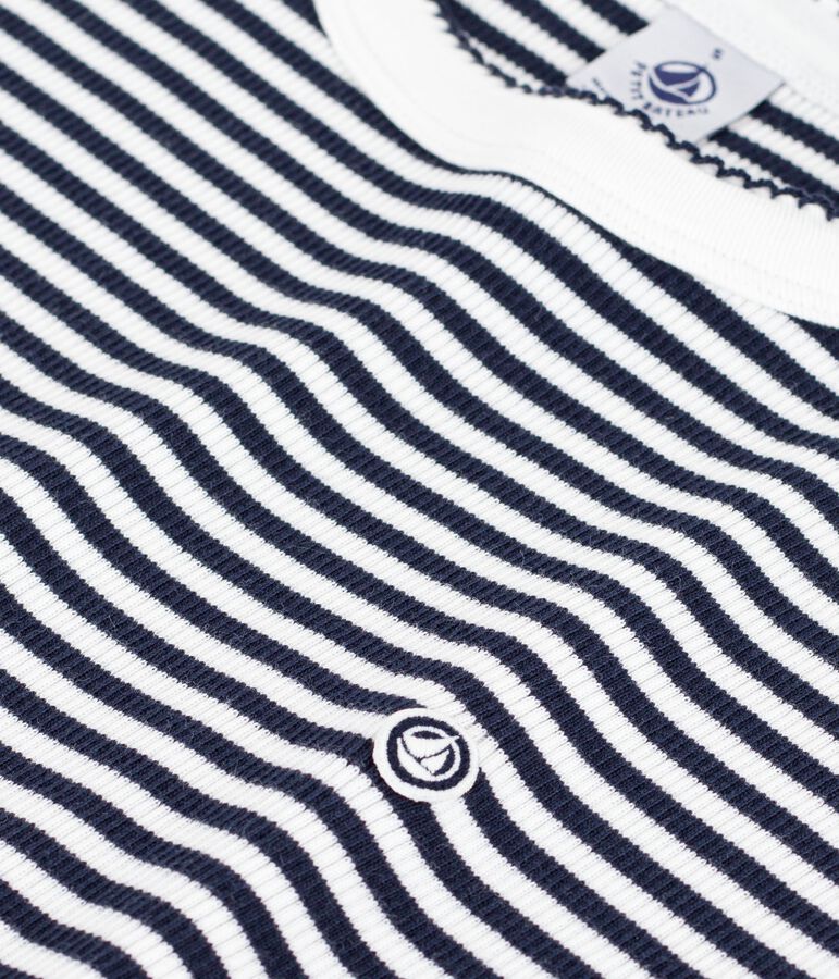 Kurzes Damen-Kleid aus Baumwolle blau/weiss