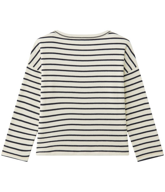 Sweat shirt fille rayé beige COQUILLE/blau SMOKING