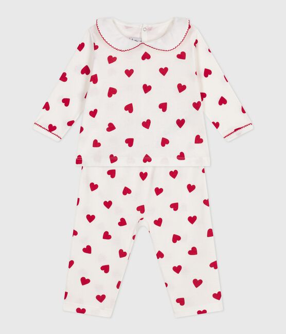 2-teiliger Stramper mit Herz-Motiv weiss MARSHMALLOW/rot TERKUIT