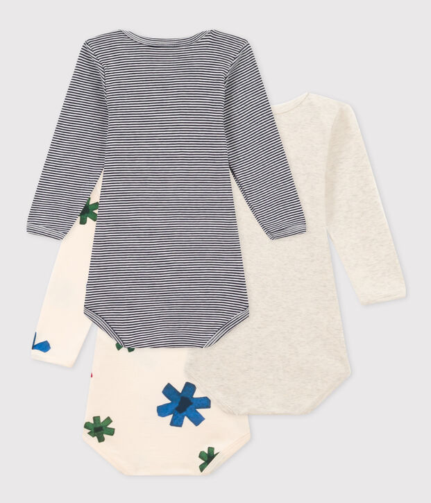 3er-Set lang&auml;rmelige Baby-Bodys aus Baumwolle mit Sternenmotiv vielfarbig