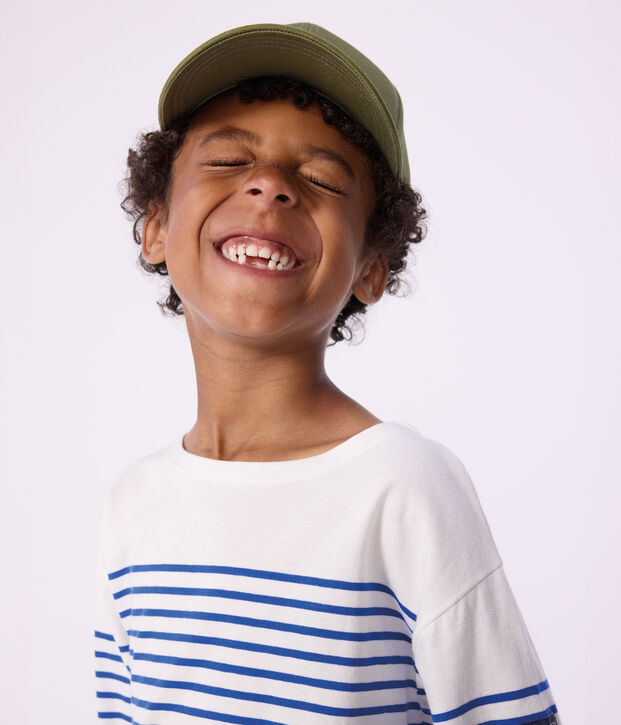 Kinder-Shirt Marini&egrave;re aus Baumwolle mit Streifen weiss/blau