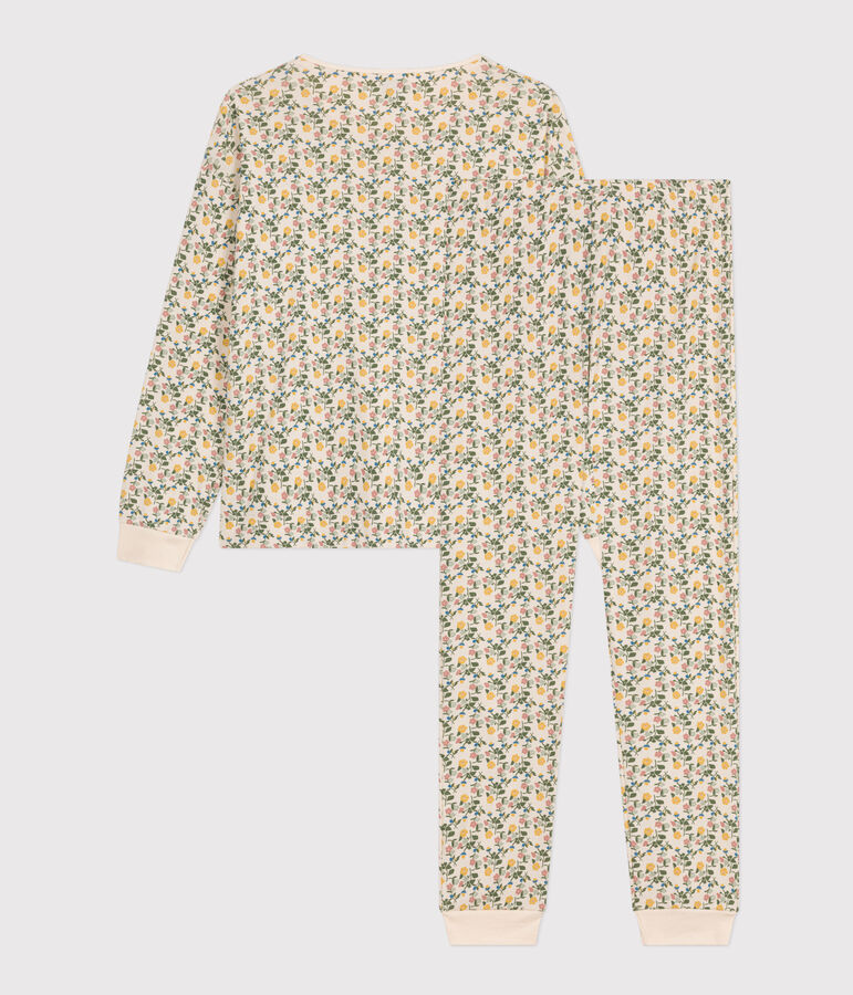 Damen-Pyjama aus Baumwolle mit Blumenmuster naturfarben/vielfarbig