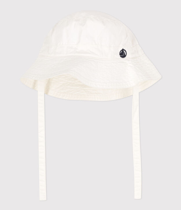 Sonnenhut -Fischerhut aus Baumwoll-Twill mit Bindeb&auml;ndern weiss
