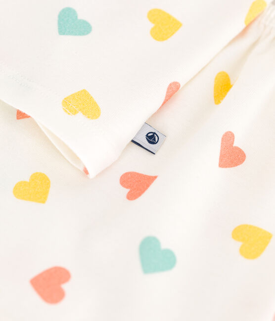 Kinder-Kurzpyjama aus Baumwolle mit Herzmotiv weiss MARSHMALLOW/weiss MULTICO