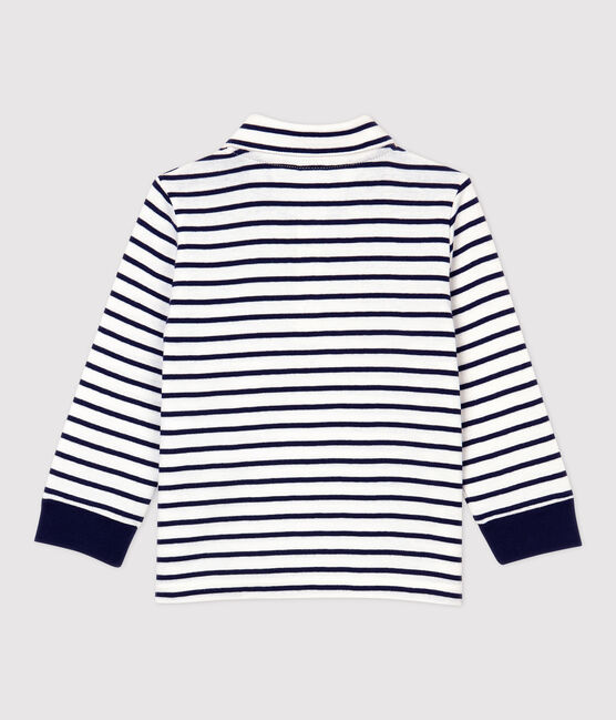 Baby-Poloshirt aus Baumwolle. weiss MARSHMALLOW/blau SMOKING