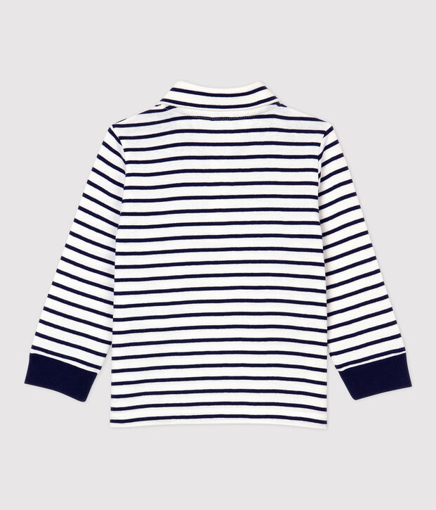 Baby-Poloshirt aus Baumwolle. weiss/blau