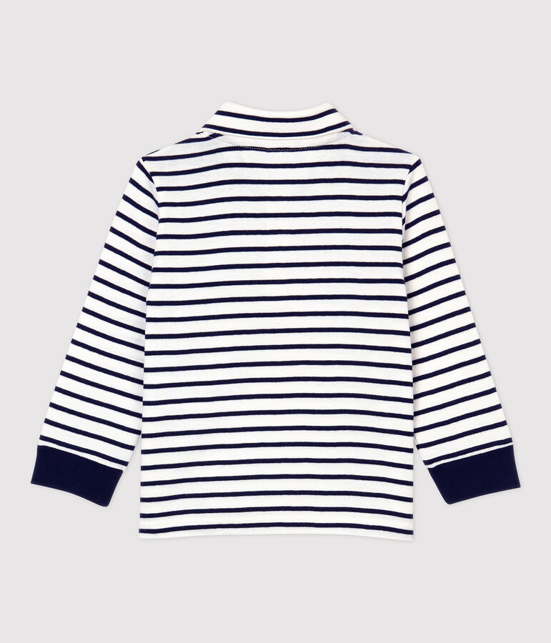 Baby-Poloshirt aus Baumwolle. weiss MARSHMALLOW/blau SMOKING