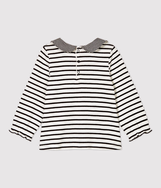 Langärmelige Baby-Bluse aus Baumwolle. weiss MARSHMALLOW/blau SMOKING