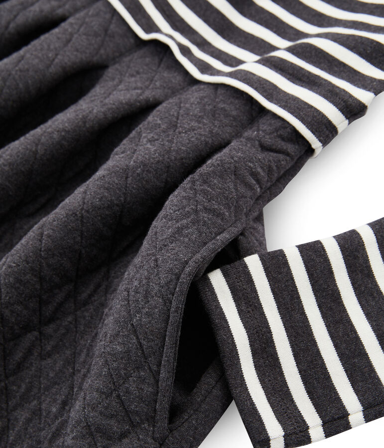 Lang&auml;rmliges Kleid aus Materialmix f&uuml;r Damen grau/weiss