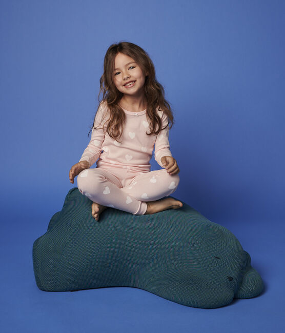 Snugfit-Kinderpyjama aus Bio-Baumwolle mit rosafarbenem Herzmotiv für Mädchen rosa MINOIS/weiss MARSHMALLOW