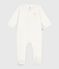 Strampler aus Doppeljersey mit einfarbigem Kragen weiss MARSHMALLOW