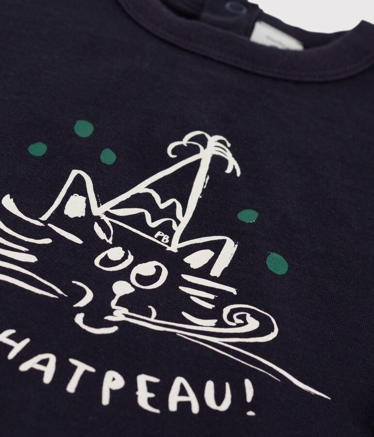 Lang&auml;rmeliges bedrucktes Baby-T-Shirt aus Baumwolle blau