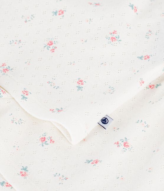 Kinder-Kurzpyjama aus Baumwolle mit Blumen-Lochstickerei weiss MARSHMALLOW/weiss MULTICO