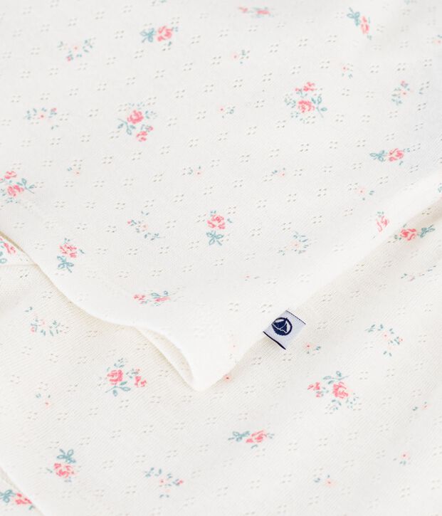 Kinder-Kurzpyjama aus Baumwolle mit Blumen-Lochstickerei weiss/vielfarbig