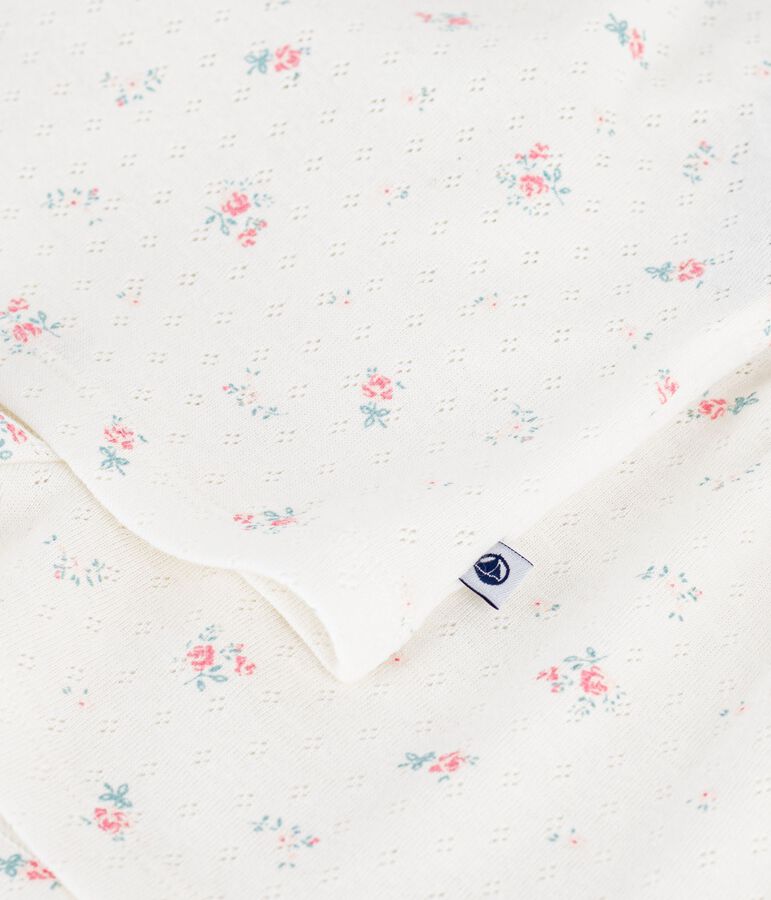 Kinder-Kurzpyjama aus Baumwolle mit Blumen-Lochstickerei weiss/vielfarbig