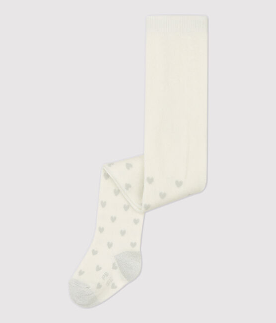 Baby-Strumpfhose. weiss MARSHMALLOW/grau ARGENT