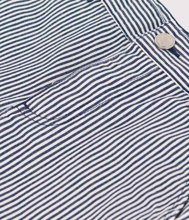 Kinderhose aus gestreiftem Baumwoll-Canvas f&uuml;r Jungen blau/weiss