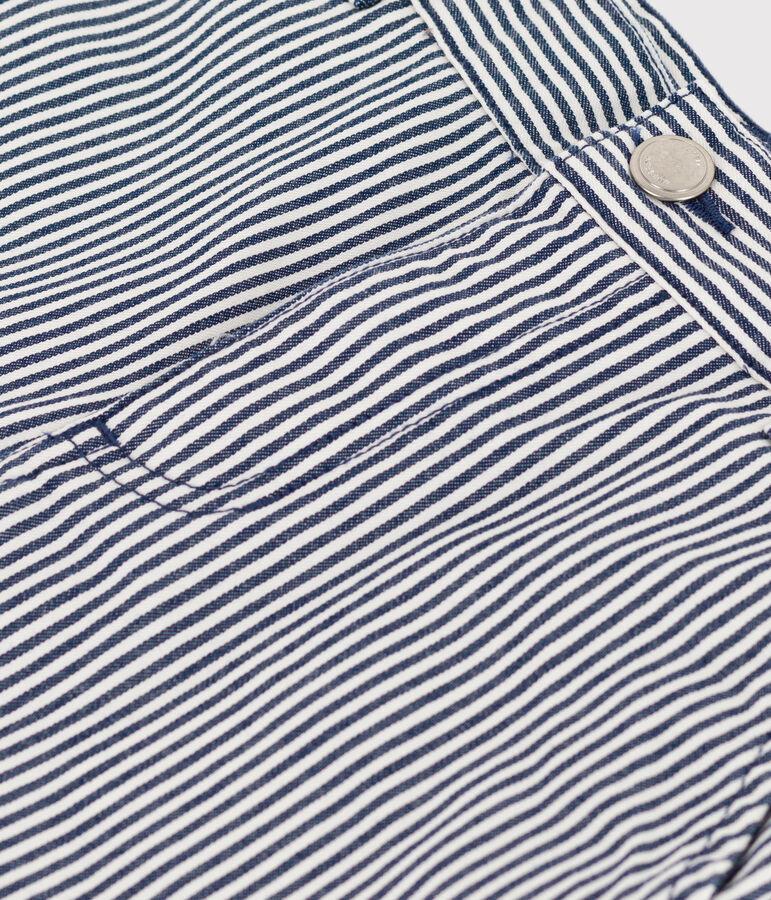 Kinderhose aus gestreiftem Baumwoll-Canvas f&uuml;r Jungen blau/weiss