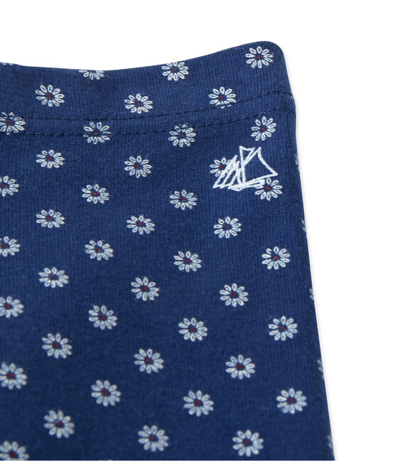 Bedruckte Baby-Mädchen-Leggings blau MEDIEVAL/weiss MULTICO