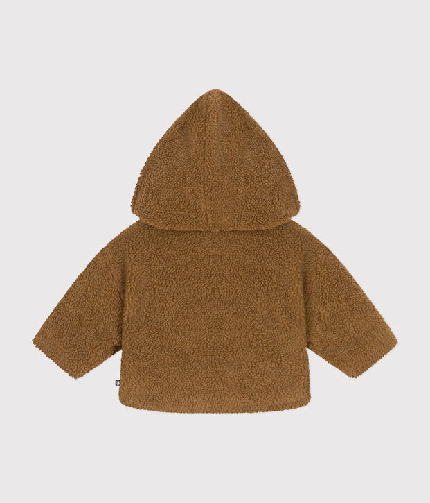 Baby-Jacke mit Kapuze aus Sherpa braun