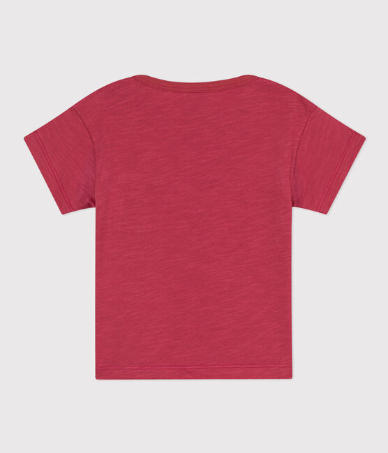 Kurzärmeliges Baby-T-Shirt aus geflammtem Jersey. rosa PAPI