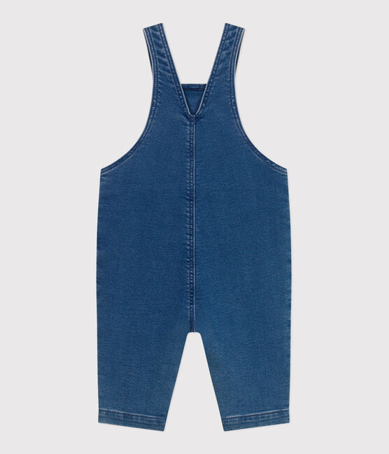 Langbeinige Baby-Latzhose aus Jeansstoff mit Elastan.  blau BLEU DELAVE