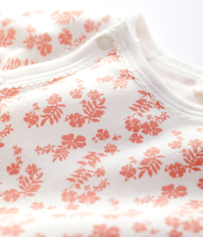 Baby-Strampler aus Bio-Baumwolle weiss/rosa