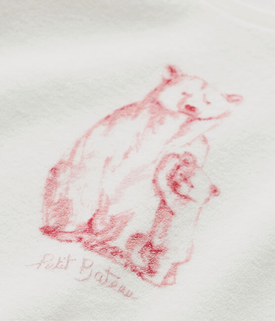 Mädchen-Schlafanzug aus Bouclé-Frottier weiss LAIT/rosa VIENNE/ MULTICO