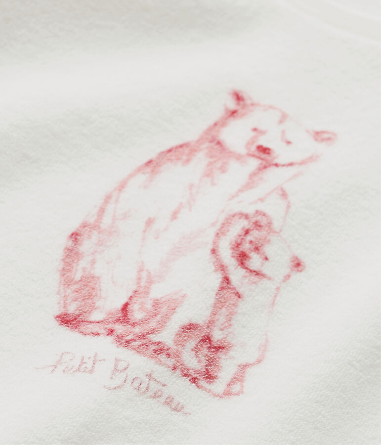 M&auml;dchen-Schlafanzug aus Boucl&eacute;-Frottier weiss LAIT/rosa VIENNE/ MULTICO